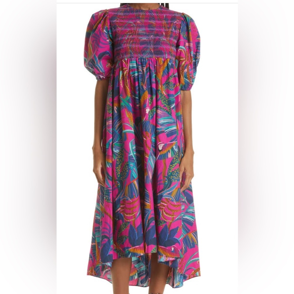 Farm Rio rainbow Macaws High Low Dress